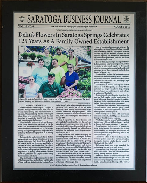 Saratoga and Glens Falls Business Journal Masthead Re-Print Plaques