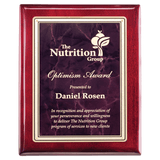 Rosewood Piano Finish Plaque with Ruby Marble/Gold 9" x 12" Florentine Design LaserFX Plate