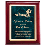 Rosewood Piano Finish Plaque with Emerald Marble/Gold 10 1/2" x 13" Florentine Design LaserFX Plate